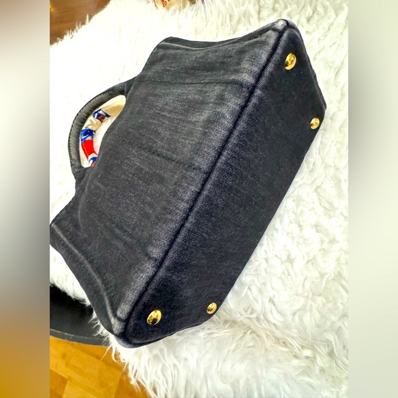 PRADA Black Denim Logo-Print Small Tote Bag - Picture 4 of 16